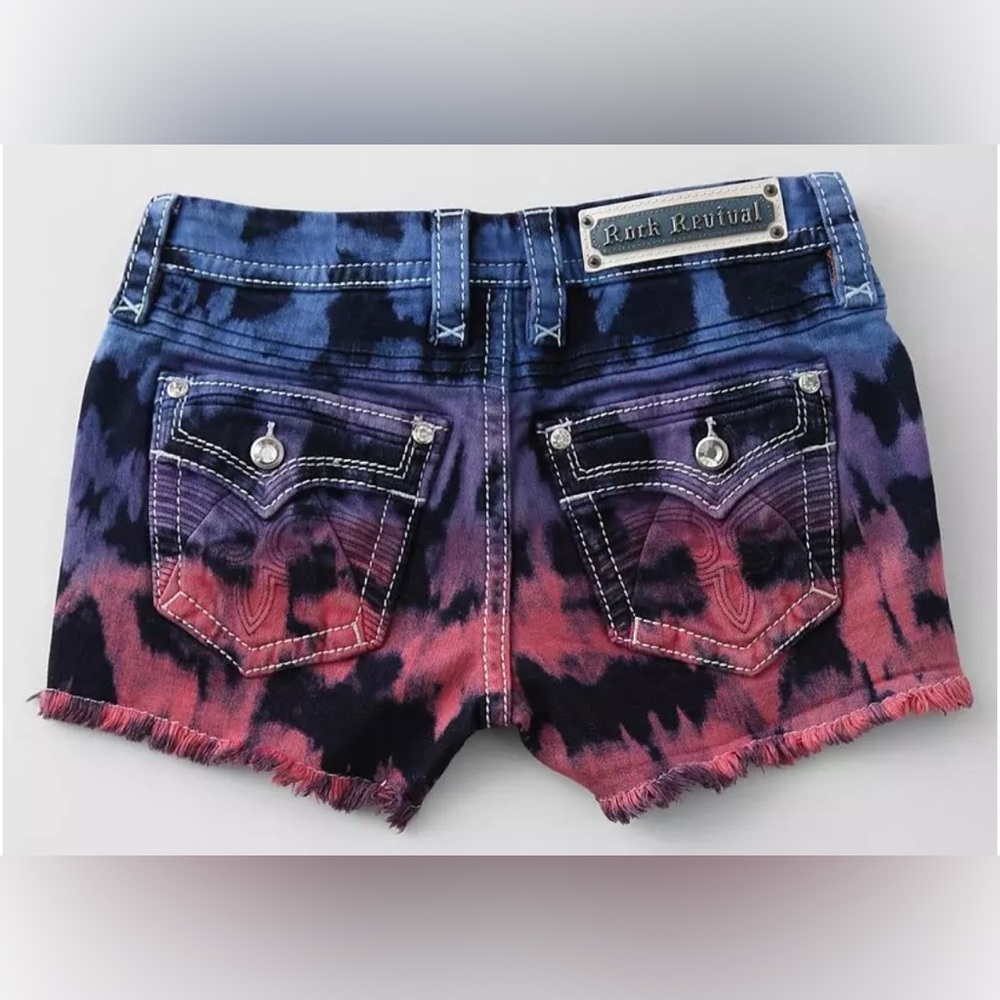 Rock Revival Tie-Dye Denim Shorts Size 24 NWOT